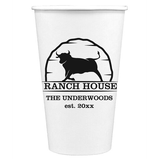 Bull Ranch House Paper Coffee Cups